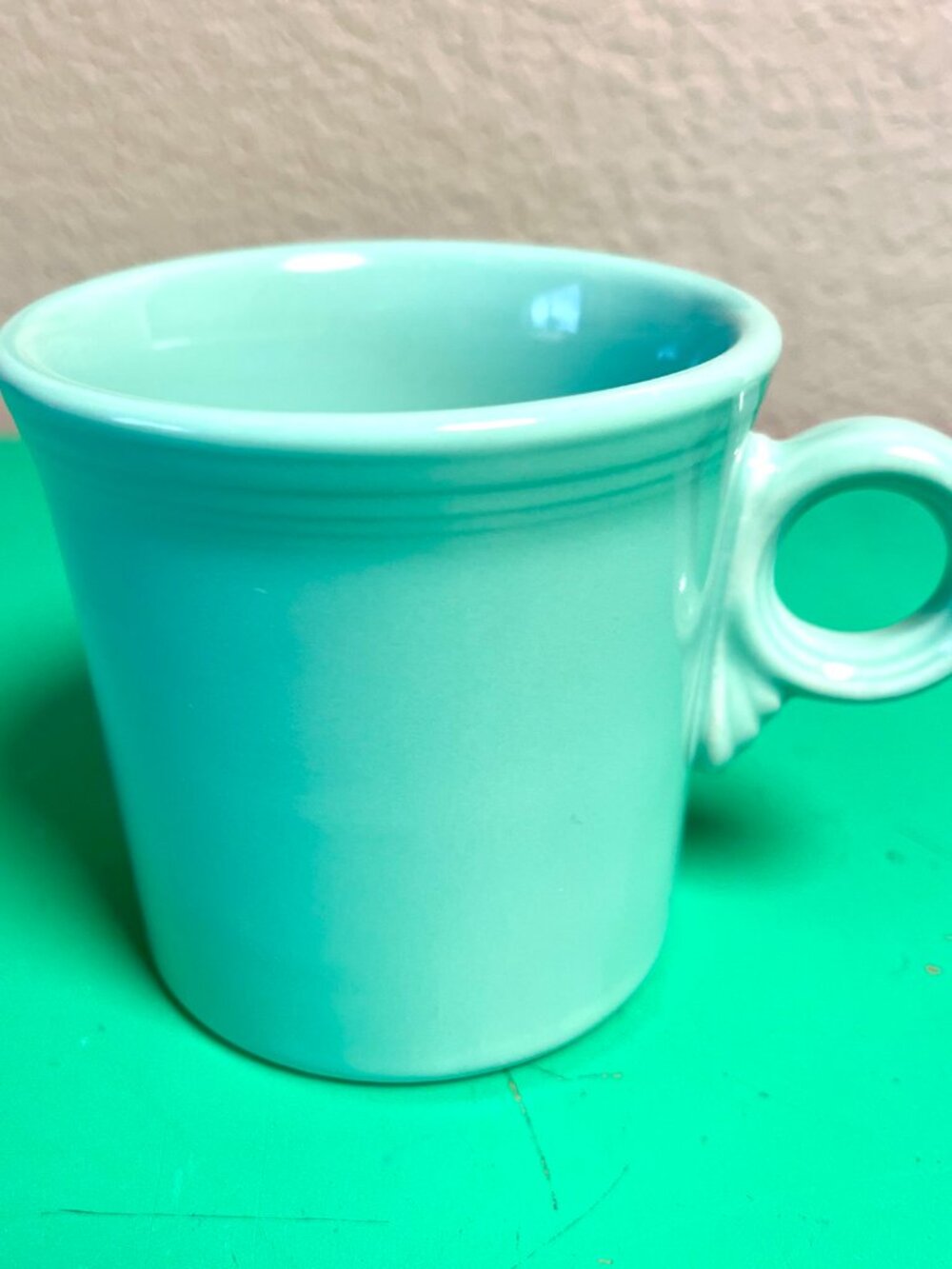 Fiestaware Sea Mist Green Homer Laughlin Vintage Art Deco Ring‑Handle Coffee Mug